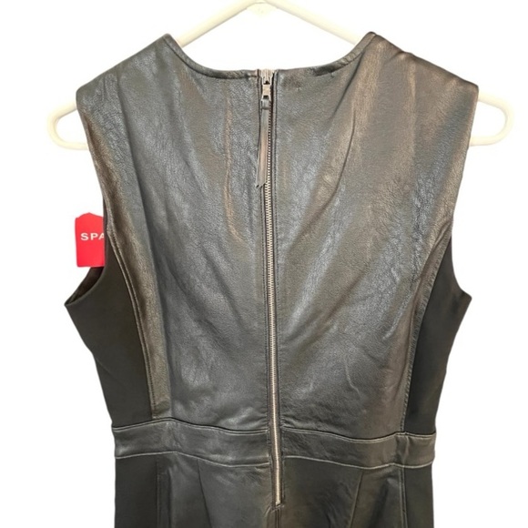 SPANX Leather-Like Combo Fitted Dress - Luxe Black Sz M New with Tags - Picture 6 of 12